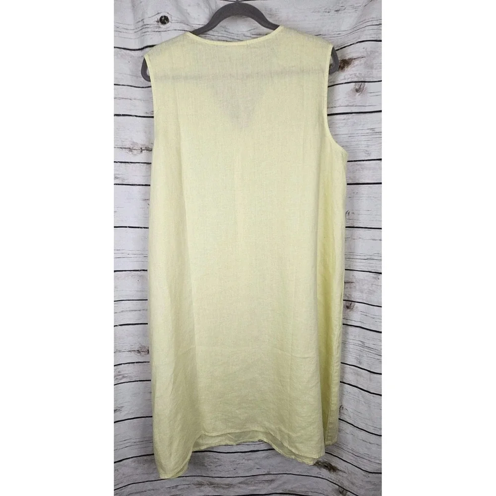 J Jill Love 100% Linen Dress 2X NEW Shift Limoncello Yellow Sleeveless Midi